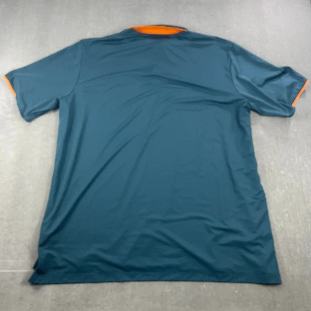 Adidas Men 3XLT Teal Polo Climacool Golf Shirt Orange Trim 4885